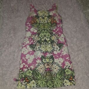 Tiana B. Pink and Green Floral Mini Dress